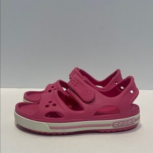 CROCS Crocband II Pink Strap Toddler Sandals Size C11 Hook and Loop Play Shoes